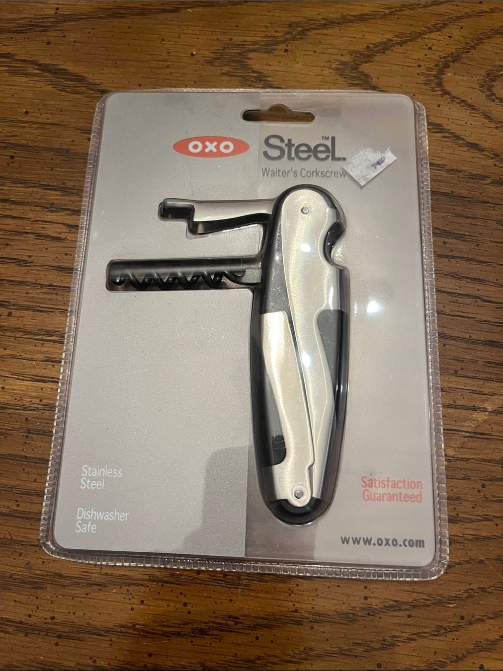 OXO Steel Double Lever Corkscrew - Silver and Black